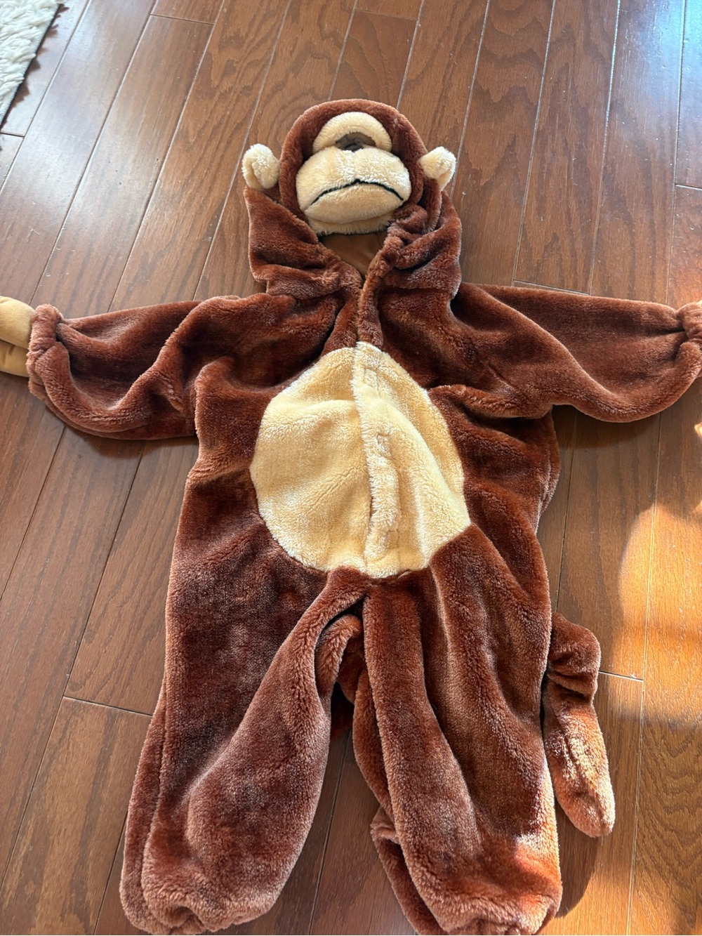 Plush Monkey Hooded Kids One-Piece - Brown